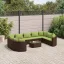 10 részes barna polyrattan kerti ülőgarnitúra párnákkal