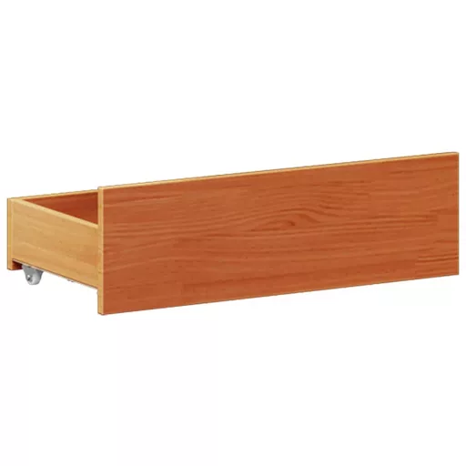 Barna tömör fenyőfa ágy matrac nélkül fejtámlával 200 x 200 cm