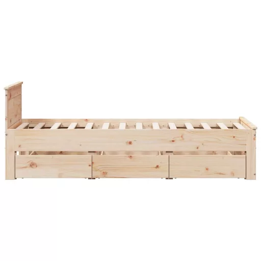 Tömör fenyőfa ágy matrac nélkül fejtámlával 90 x 200 cm
