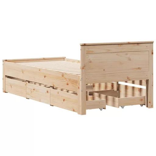 Tömör fenyőfa ágy matrac nélkül fejtámlával 90 x 200 cm