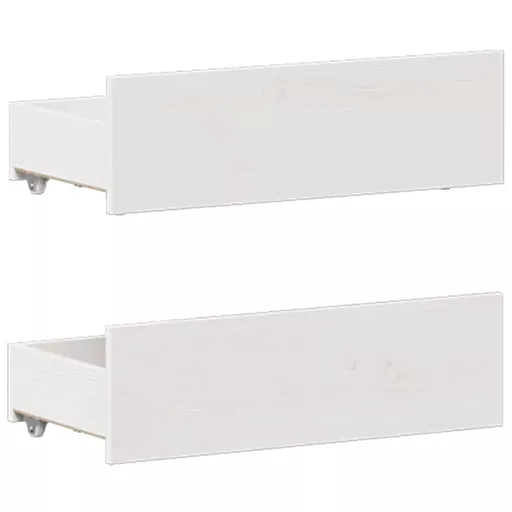 Fehér tömör fenyőfa fejtámlás ágykeret matrac nélkül 135x190 cm
