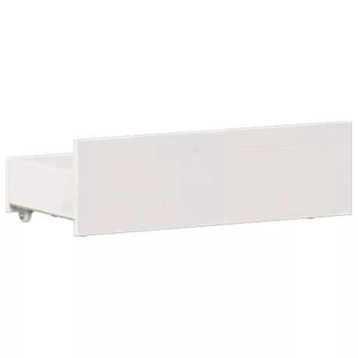 Fehér tömör fenyőfa fejtámlás ágykeret matrac nélkül 135x190 cm