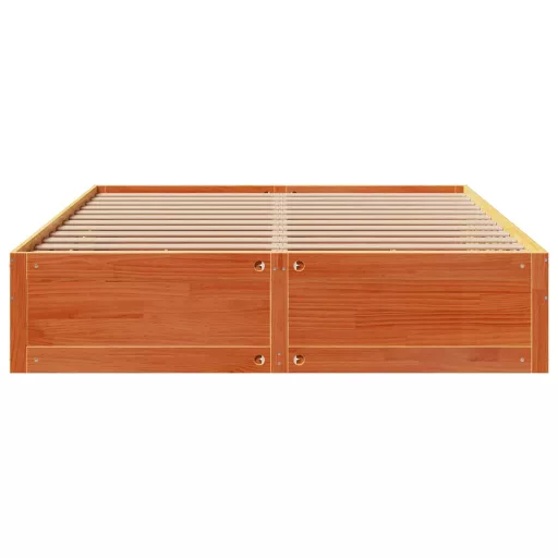 Barna tömör fenyőfa fiókos ágykeret matrac nélkül 180 x 200 cm