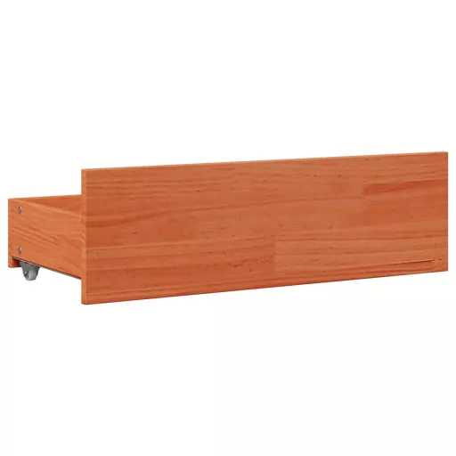 Barna tömör fenyőfa fiókos ágykeret matrac nélkül 180 x 200 cm