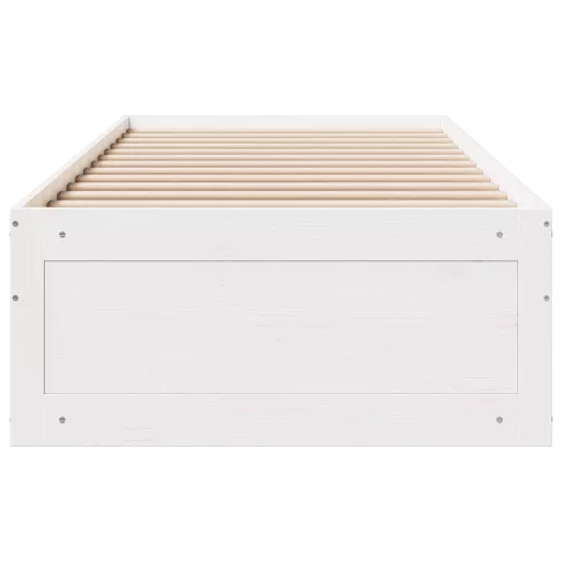 Fehér tömör fenyőfa fiókos ágykeret matrac nélkül 90 x 200 cm