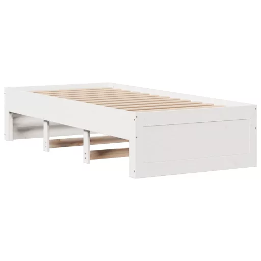 Fehér tömör fenyőfa fiókos ágykeret matrac nélkül 90 x 200 cm