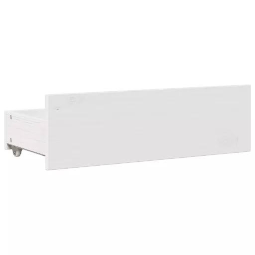 Fehér tömör fenyőfa fiókos ágykeret matrac nélkül 90 x 190 cm