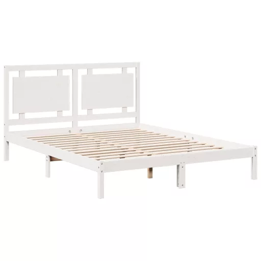 Fehér tömör fa extra hosszú ágykeret matrac nélkül 160 x 210 cm