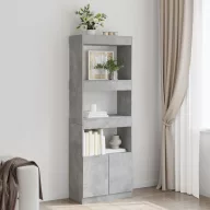 Betonszürke szerelt fa magasszekrény 63 x 33 x 180 cm