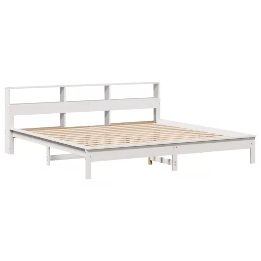 Fehér tömör fenyőfa ágy matrac nélkül 200 x 200 cm