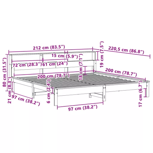 Fehér tömör fenyőfa ágy matrac nélkül 200 x 200 cm