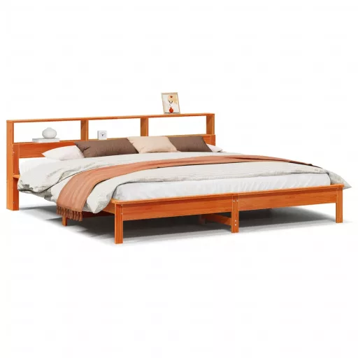Viaszbarna tömör fenyőfa ágy matrac nélkül 200 x 200 cm