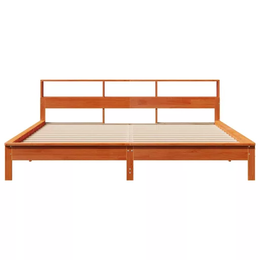Viaszbarna tömör fenyőfa ágy matrac nélkül 200 x 200 cm