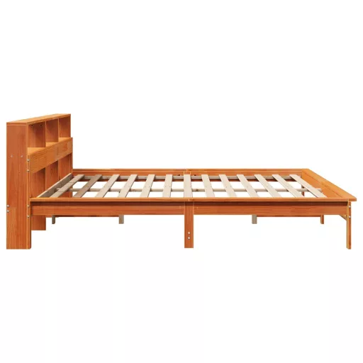 Viaszbarna tömör fenyőfa ágy matrac nélkül 200 x 200 cm