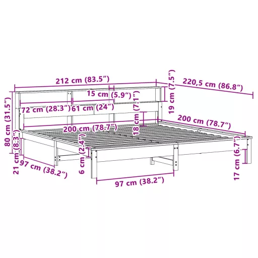Viaszbarna tömör fenyőfa ágy matrac nélkül 200 x 200 cm