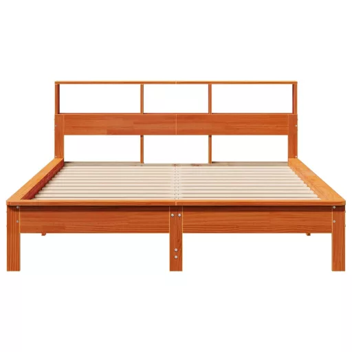 Viaszbarna tömör fenyőfa ágy matrac nélkül 140 x 190 cm