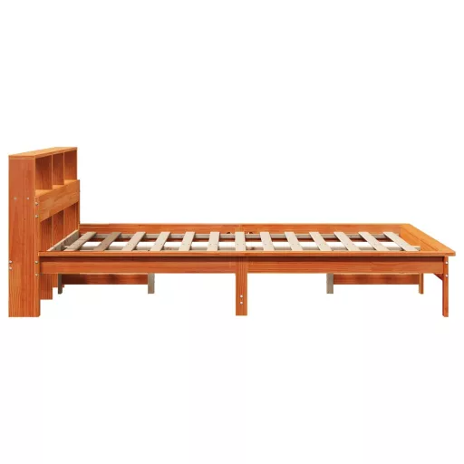 Viaszbarna tömör fenyőfa ágy matrac nélkül 140 x 190 cm