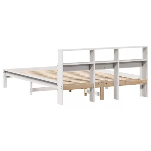 Fehér tömör fenyőfa ágy matrac nélkül 135 x 190 cm