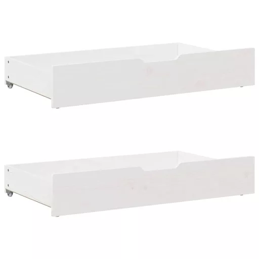 Fehér tömör fenyőfa könyvespolcos ágy matrac nélkül 135x190 cm