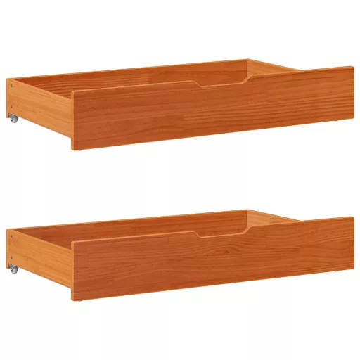 Barna tömör fenyőfa könyvespolcos ágy matrac nélkül 75 x 190 cm