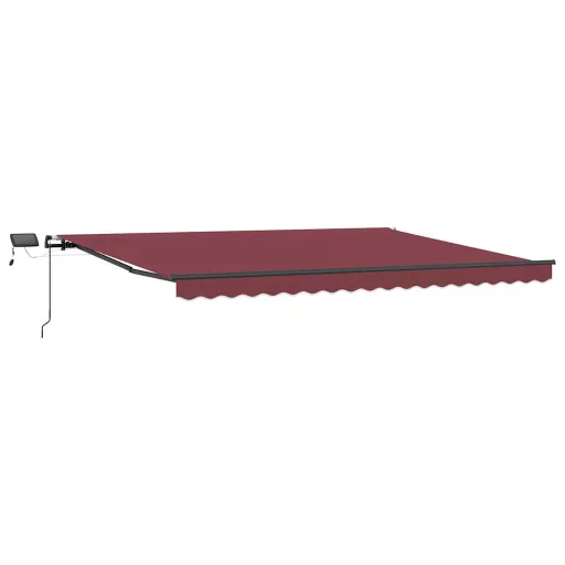 Burgundi vörös kézzel kihúzható LED-es napellenző 400 x 300 cm