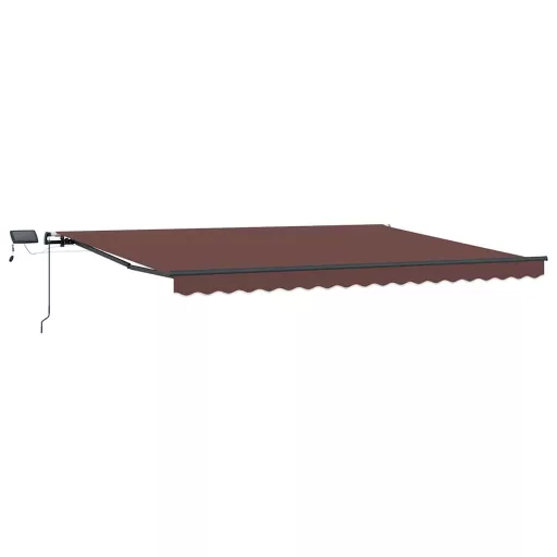 Barna kézzel kihúzható LED-es napellenző 400 x 300 cm