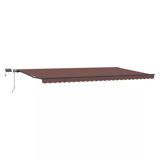 Barna kézzel kihúzható LED-es napellenző 600 x 300 cm