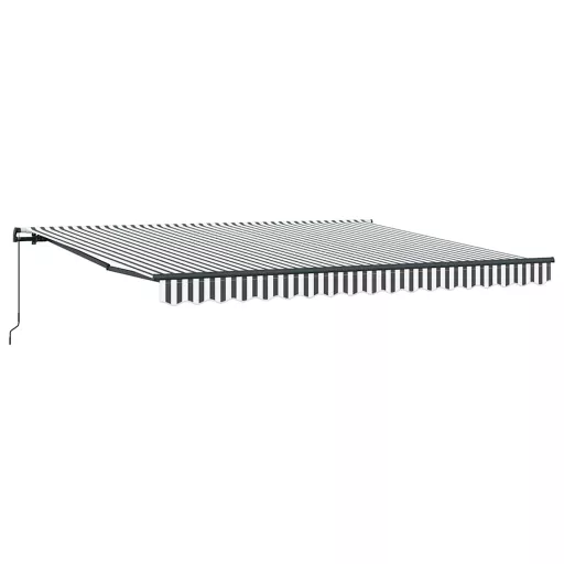 Antracitszürke és fehér kézzel kihúzható napellenző 400 x 300cm