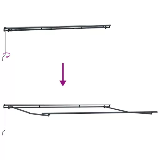 Antracitszürke és fehér kézzel kihúzható napellenző 400 x 300cm