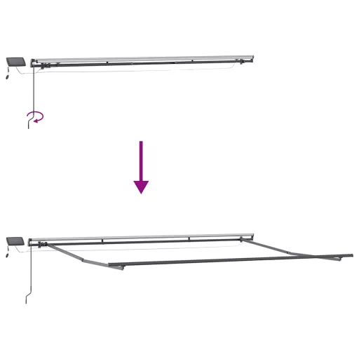 Antracitszürke-fehér LED-es kézi napellenző 400 x 300 cm