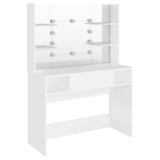 Fehér LED-es MDF sminkasztal 100 x 40 x 135 cm