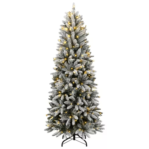 Műkarácsonyfa 300 LED-del és pelyhes hóval 210 cm