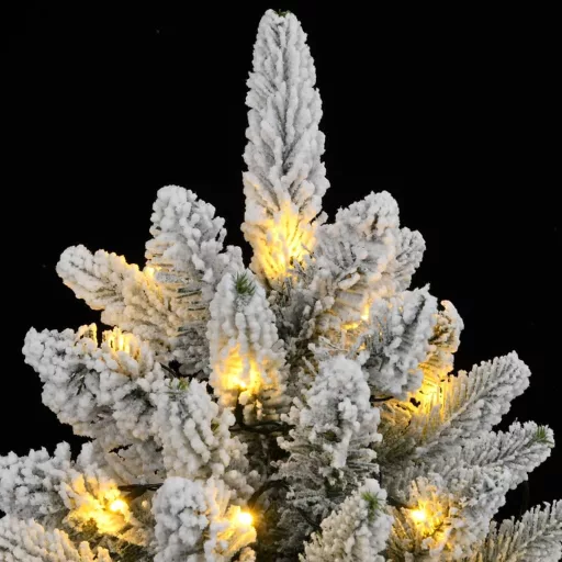 Műkarácsonyfa 300 LED-del és pelyhes hóval 210 cm