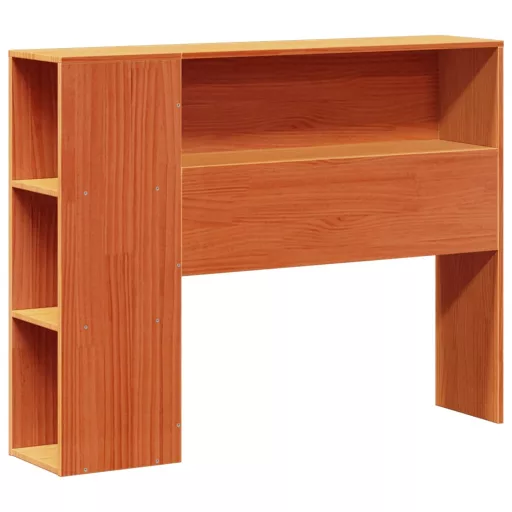 Barna tömör fenyőfa könyvespolcos ágy matrac nélkül 100 x 200cm
