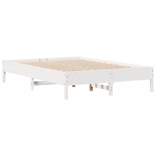 Fehér tömör fenyőfa könyvespolcos ágy matrac nélkül 160x200 cm