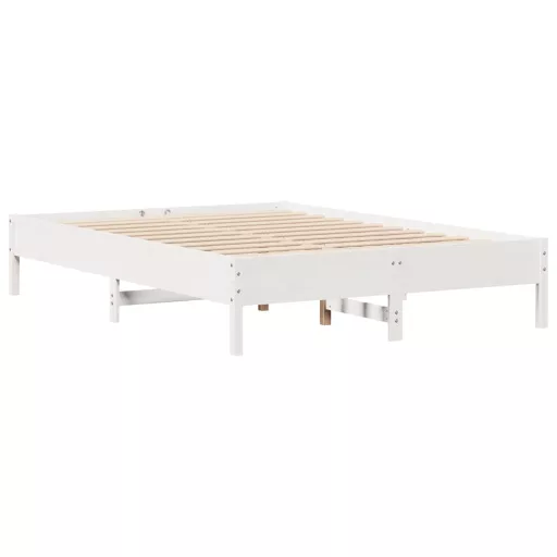 Fehér tömör fenyőfa könyvespolcos ágy matrac nélkül 140x200 cm