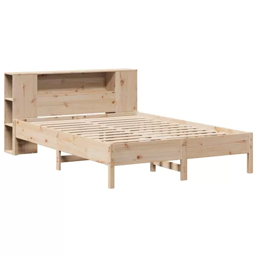 Tömör fenyőfa könyvespolcos ágy matrac nélkül 140 x 190 cm