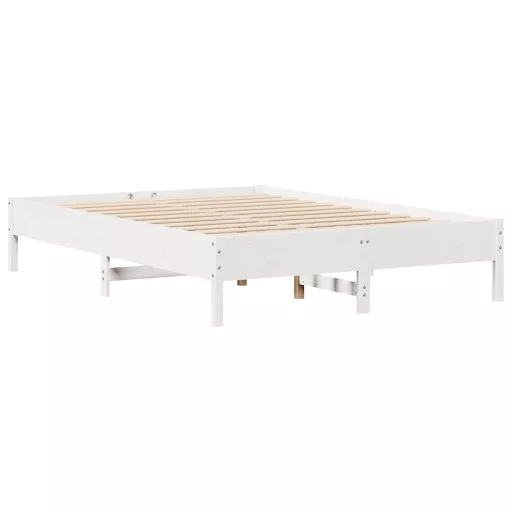 Fehér tömör fenyőfa könyvespolcos ágy matrac nélkül 140x190 cm