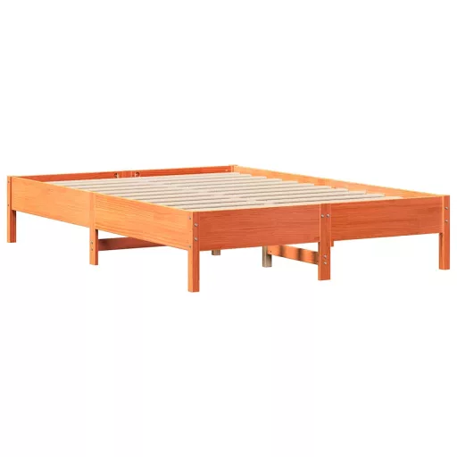 Barna tömör fenyőfa könyvespolcos ágy matrac nélkül 135 x 190cm