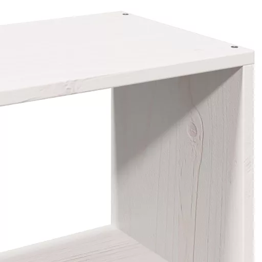 Fehér tömör fenyőfa könyvespolcos ágy matrac nélkül 160x200 cm
