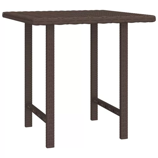 3 db barna polyrattan kerti kisasztal