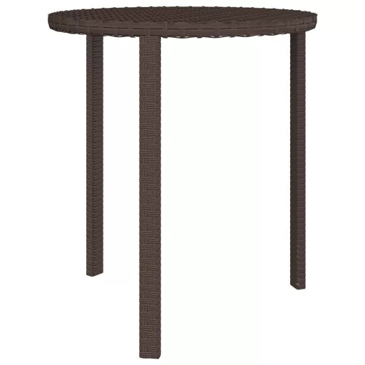3 db barna polyrattan kerti kisasztal
