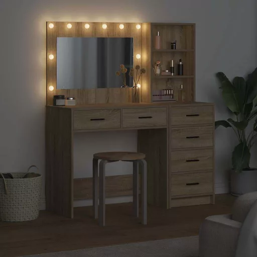 Öltözködőasztal fiókkal Barna 78.5 x 41 x 135 cm Faanyag