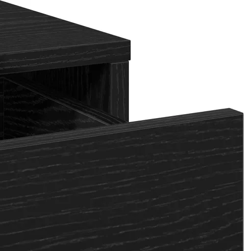 Öltözködőasztal tükör lámpákkal 3 pcs Fekete tölgy Faanyag