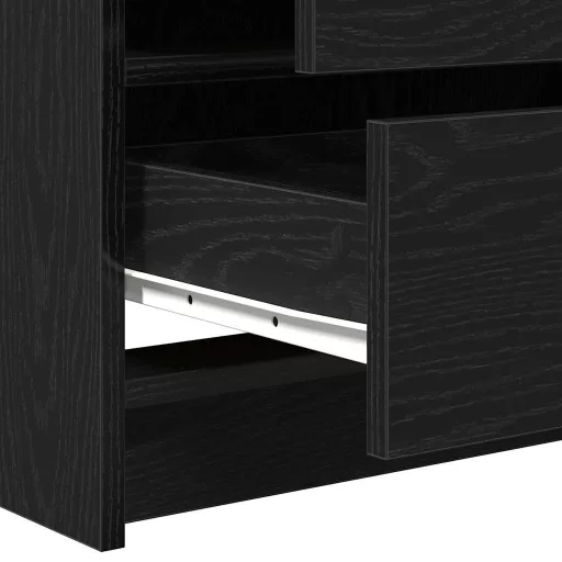 Öltözködőasztal tükör lámpákkal 3 pcs Fekete tölgy Faanyag