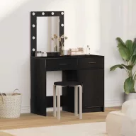   Öltözködőasztal fiókkal 2 pcs Fekete 50 x 41 x 135 cm Faanyag