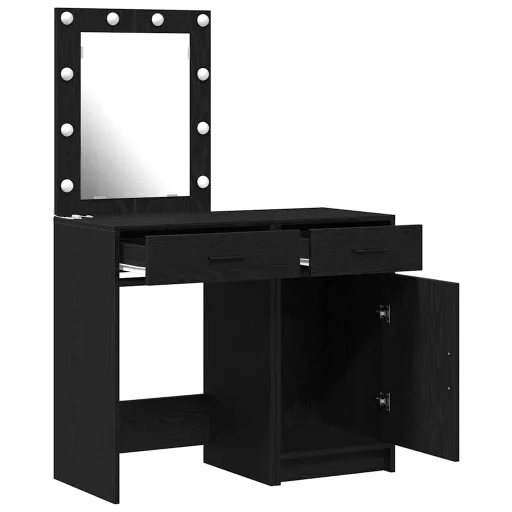 Öltözködőasztal fiókkal 2 pcs Fekete 50 x 41 x 135 cm Faanyag