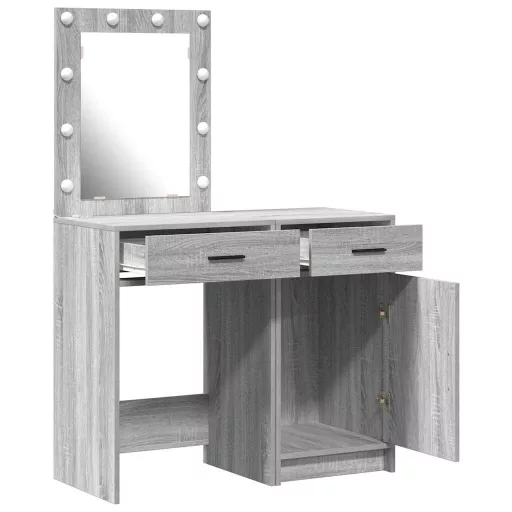 Öltözködőasztal fiókkal 2 pcs Szürke 50 x 41 x 135 cm Faanyag