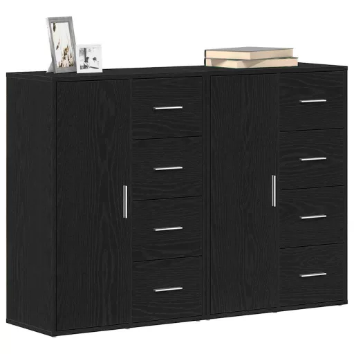 Széf fiókkal 2 pcs Fekete tölgy 60 x 31 x 84 cm Faanyag