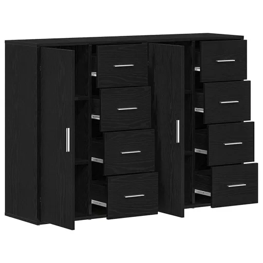 Széf fiókkal 2 pcs Fekete tölgy 60 x 31 x 84 cm Faanyag